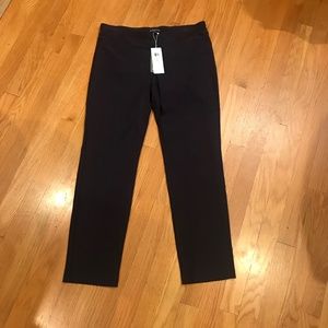 EILEEN FISHER SLIM ANKLE PANT WITH YOKE, BLACK, SIZE SMALL